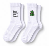 Overthinking & Dino Embroidered Socks Bundle