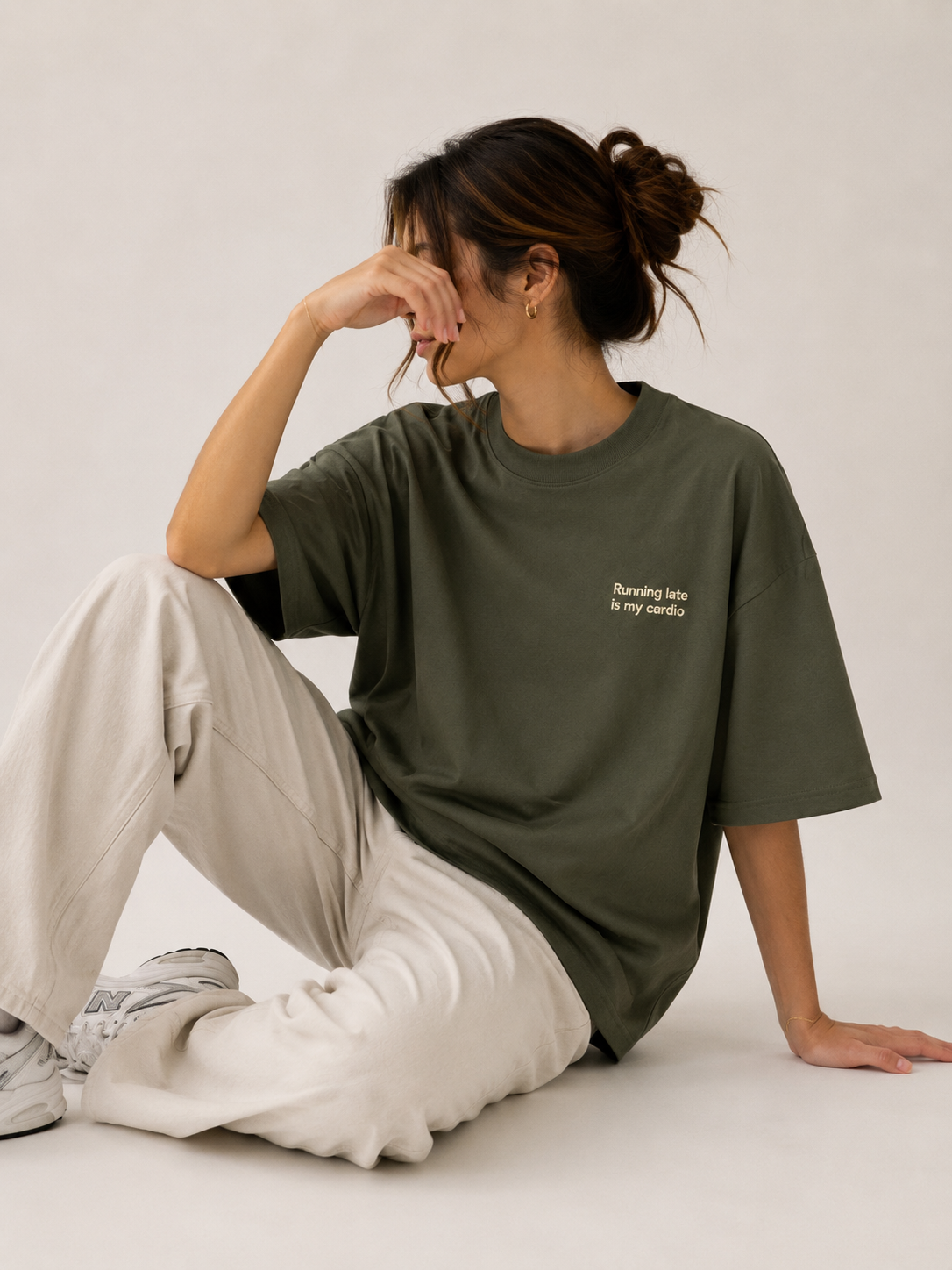Running late oversized tee - Olive