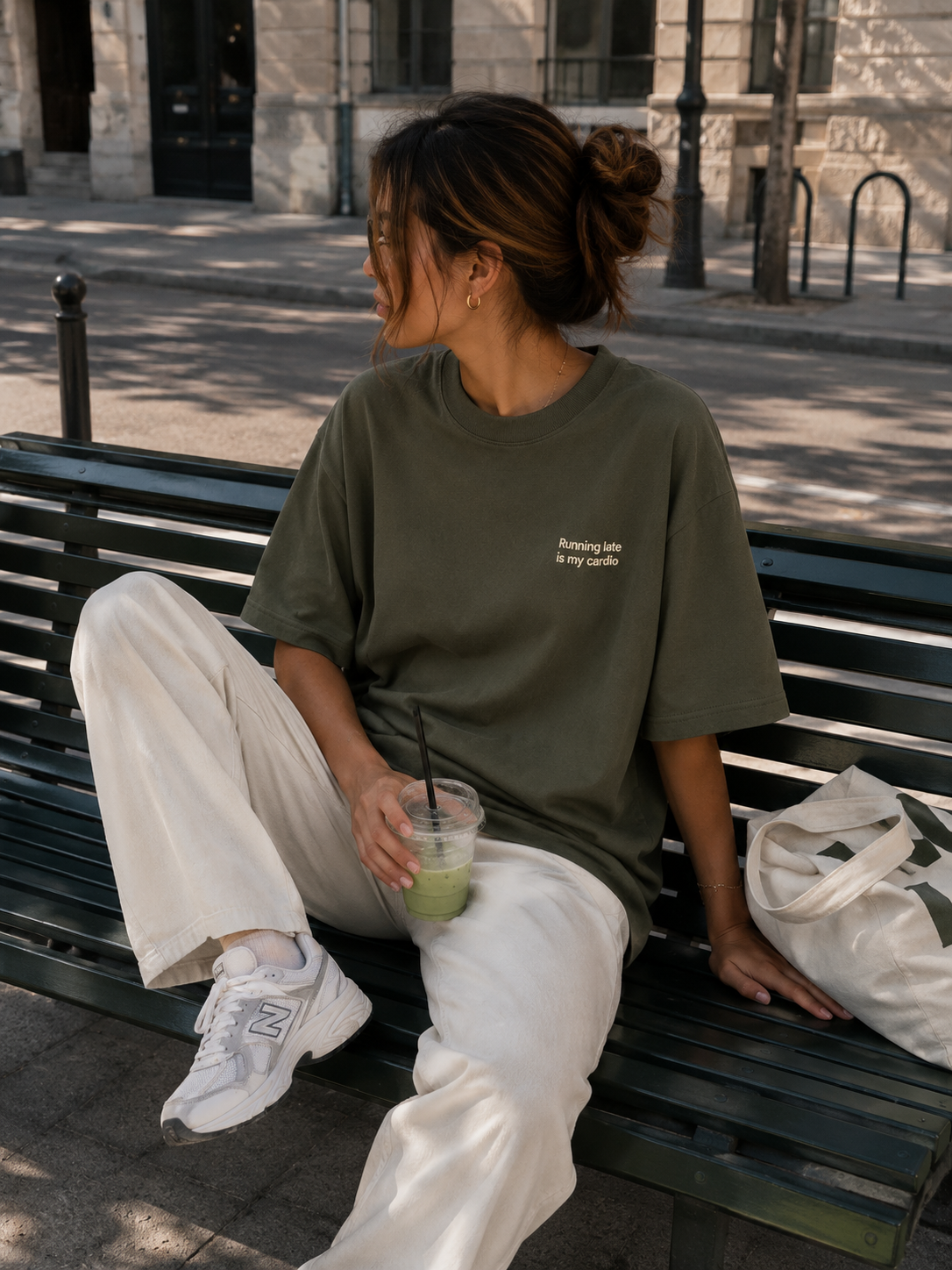 Running late oversized tee - Olive