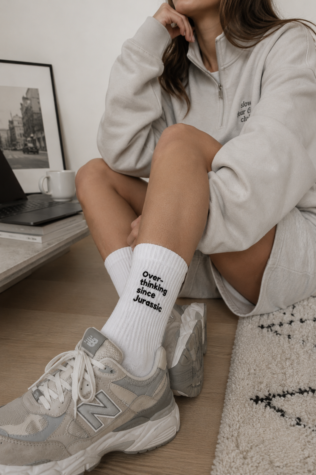 Overthinking & Dino Embroidered Socks Bundle