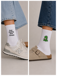 Overthinking & Dino Embroidered Socks Bundle
