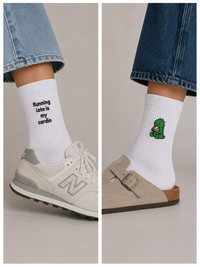 Running late & Dino Embroidered Socks Bundle
