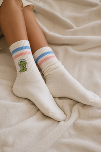 Dino socks with stripes