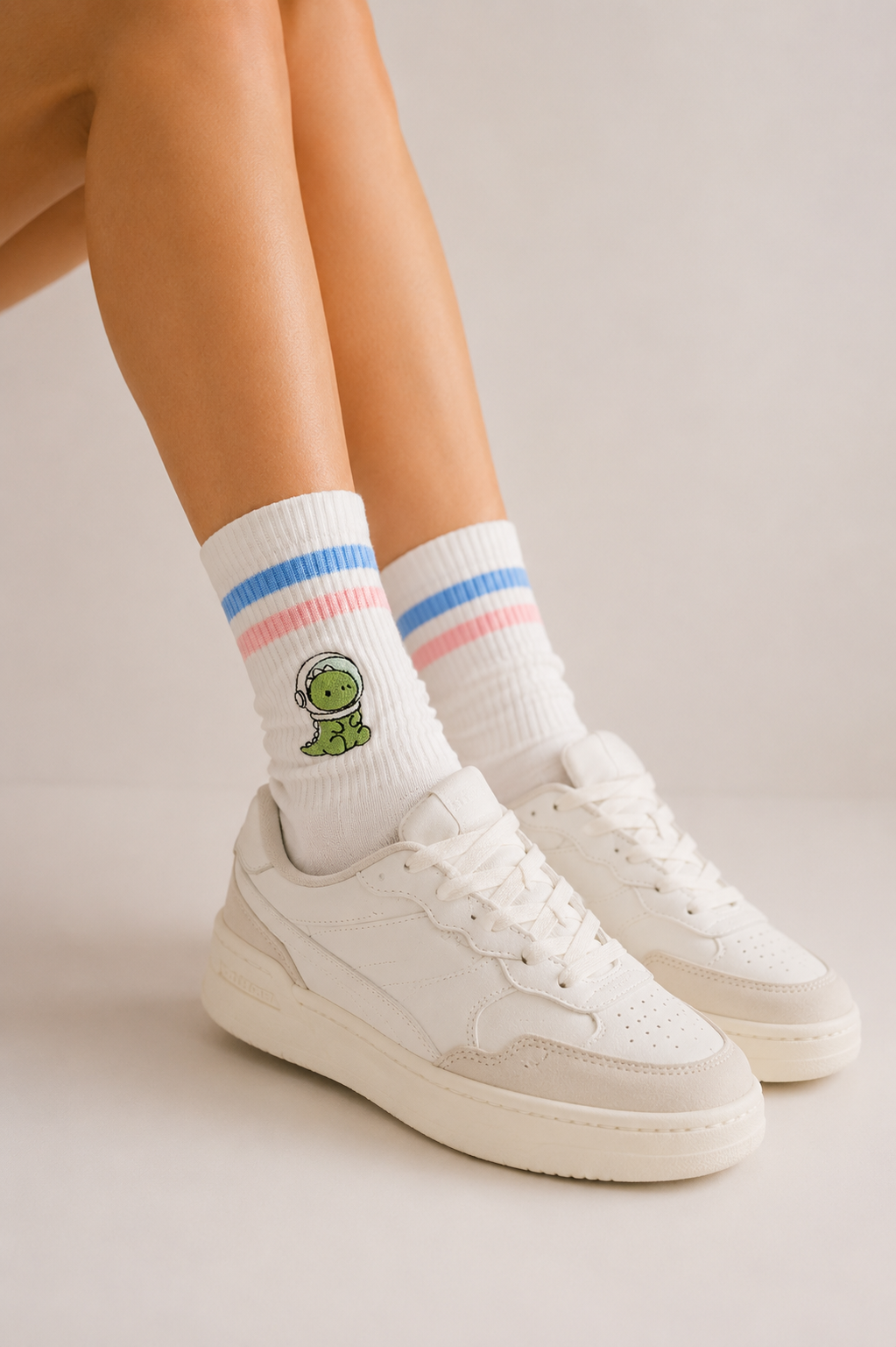 Dino socks with stripes