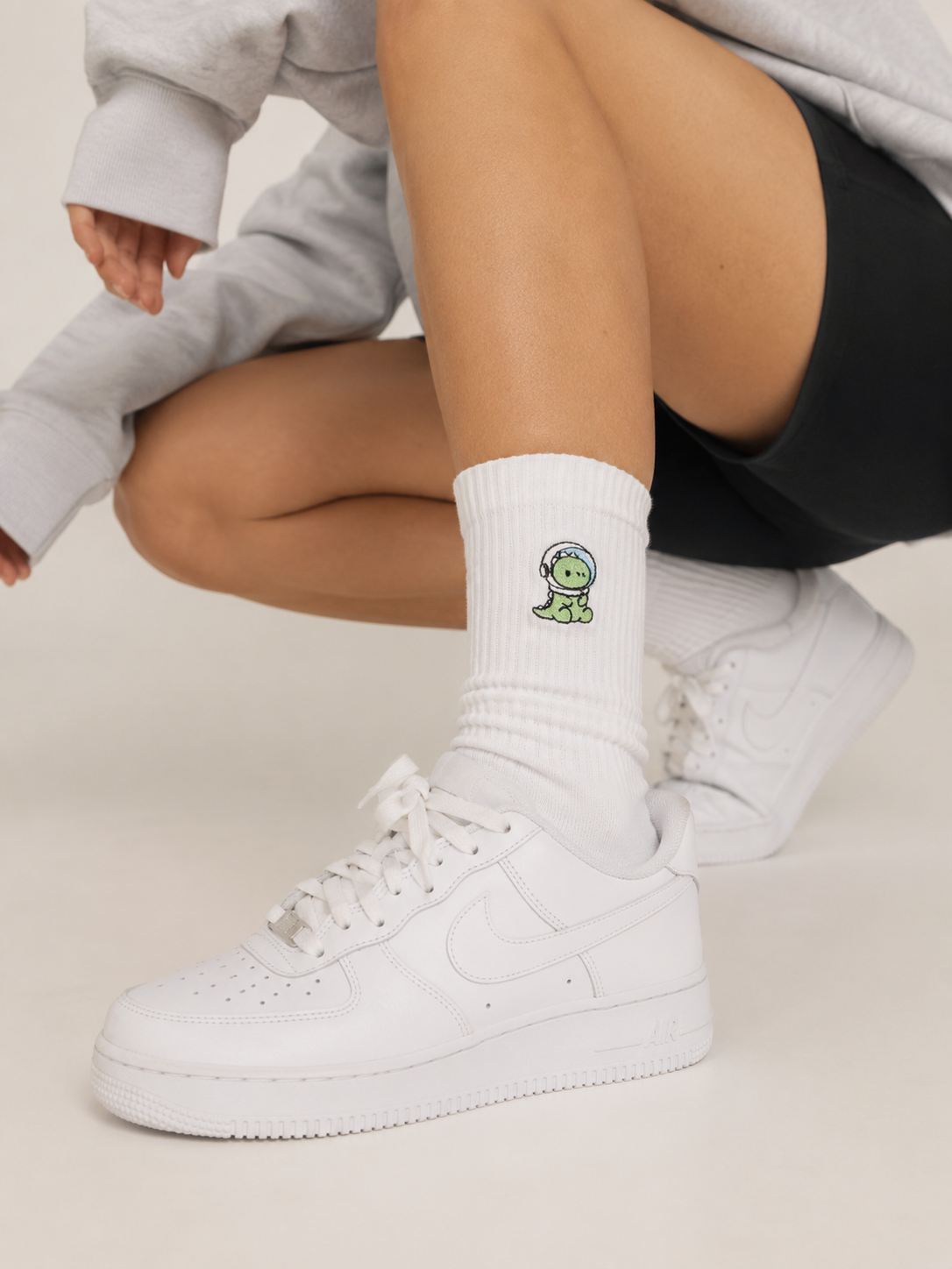 Avoiding people & Dino Embroidered Socks Bundle
