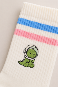 Dino socks with stripes