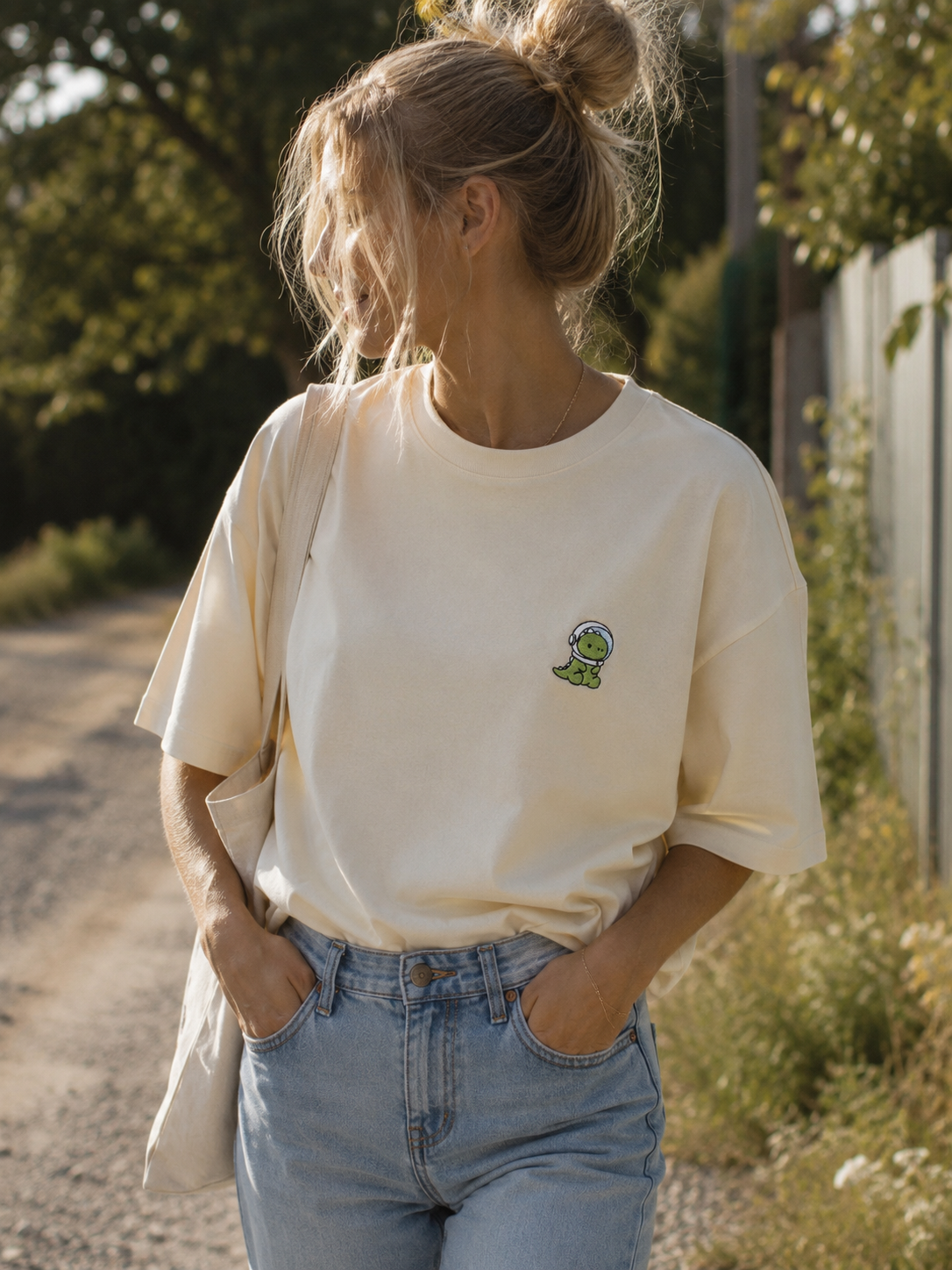 Little Dino Tee — Beige